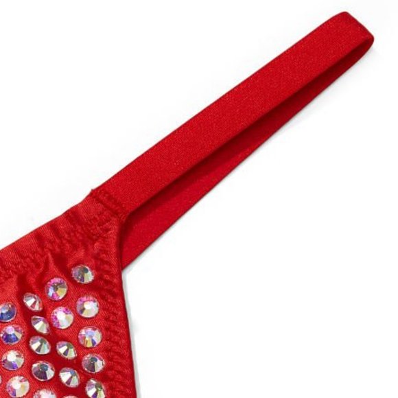 Last Large! VS L Subtle Shine V-String Panty Red Embellished So Sexy! Thong NWT - Picture 11 of 13